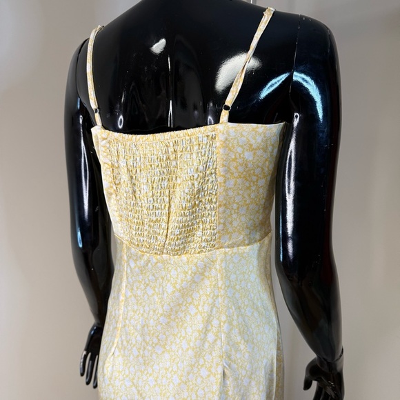 Glamorous Milkmaid Dress Yellow Floral Midi Cottagecore Tie Front Slip Size 8 - Picture 4 of 5